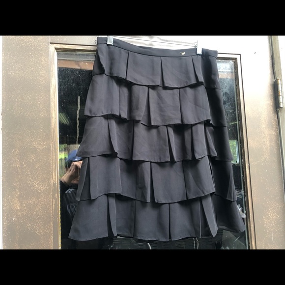Chettab Evening Black Ruffle Midi Skirt Size 10 - Picture 5 of 11